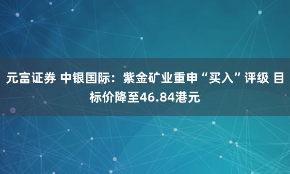 元富证券 中银国际：紫金矿业重申“买入”评级 目标价降至46.84港元